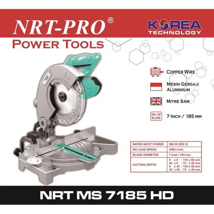 Mesin potong aluminium dan kayu / miter saw 7 NRT PRO MS 7185 HD