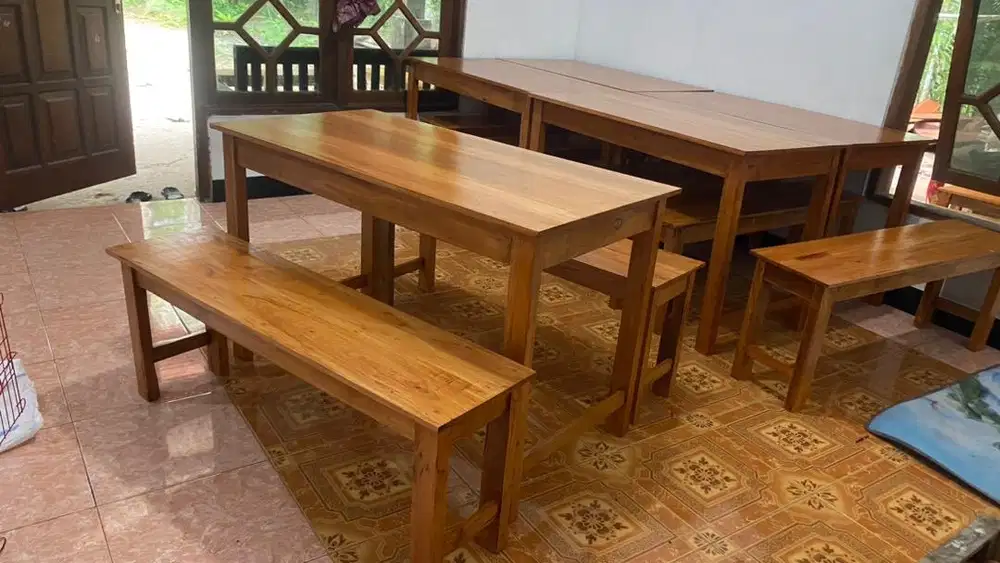 set meja kursi makan caffe resto& warmindo