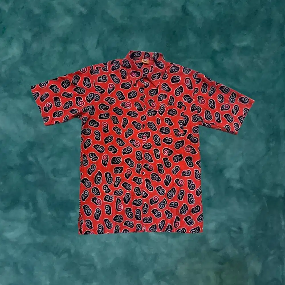 Kemeja Pria Lengan Pendek Motif Katun, Kemeja Batik, Kemaja Pantai - L