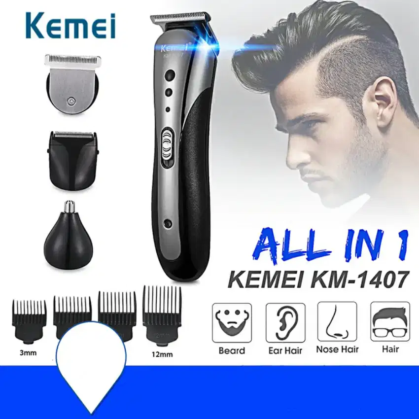 Kemei alat cukur rambut kumis elektrik hair trimmer rechargeable