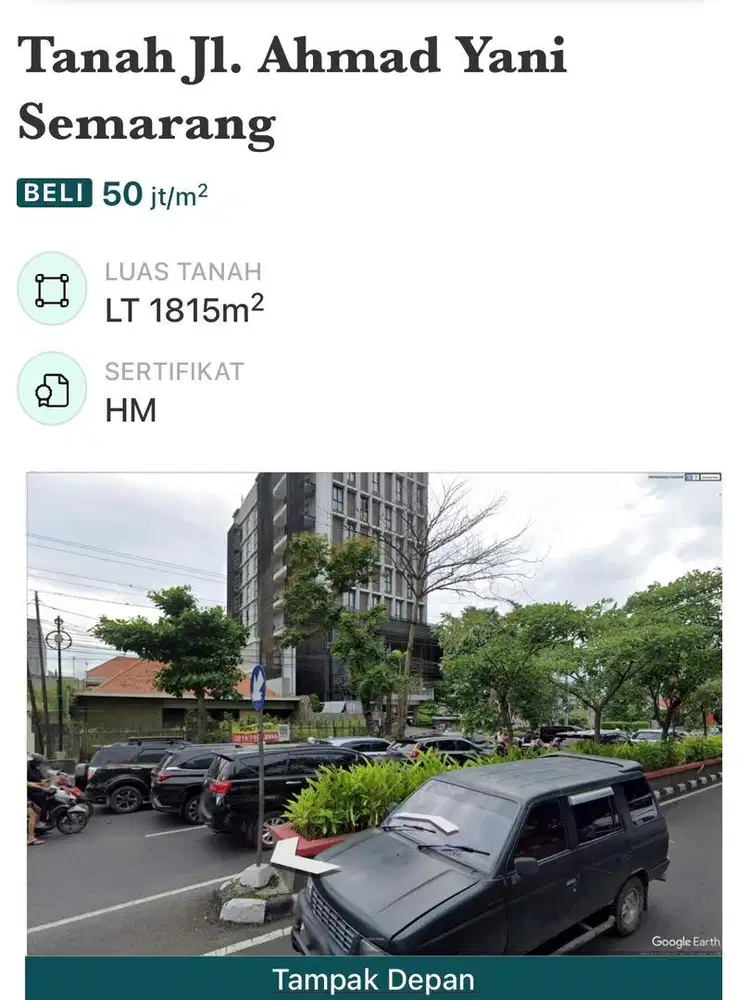 tanah rumah jalan ahmad yani pusat kota semarang jawa tengah