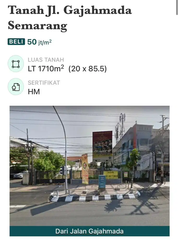 tanah jalan gajah mada pusat kota Semarang