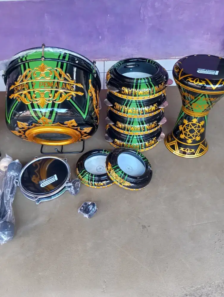 ALAT MUSIK REBANA UKIR NAMA BAHAN KAYU MAHUNI