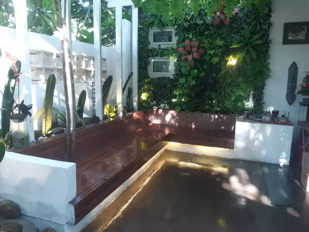 Taman bangku minimalis dan taman kering