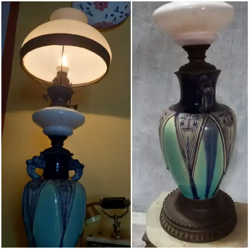 Lampu Porcelain Duduk Meja Kuno.