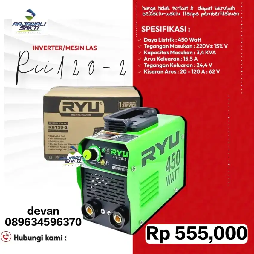 Mesin las ryu 120a 450 watt murah bergaransi