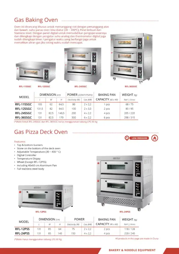 Gas oven Baking Bakery Getra new Rfl11pss dan Berbagai Macam ukuran