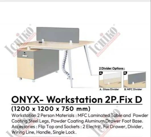 Meja kantor partisi workstation Ichiko ONYX 2P.Fix D