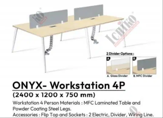 Meja partisi Workstation kantor Ichiko ONYX 4P