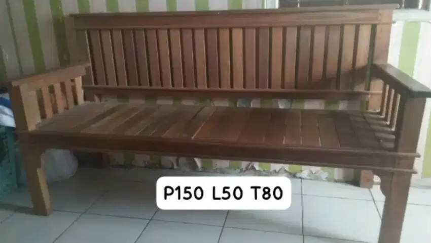 Kursi kayu panjang + meja kayu