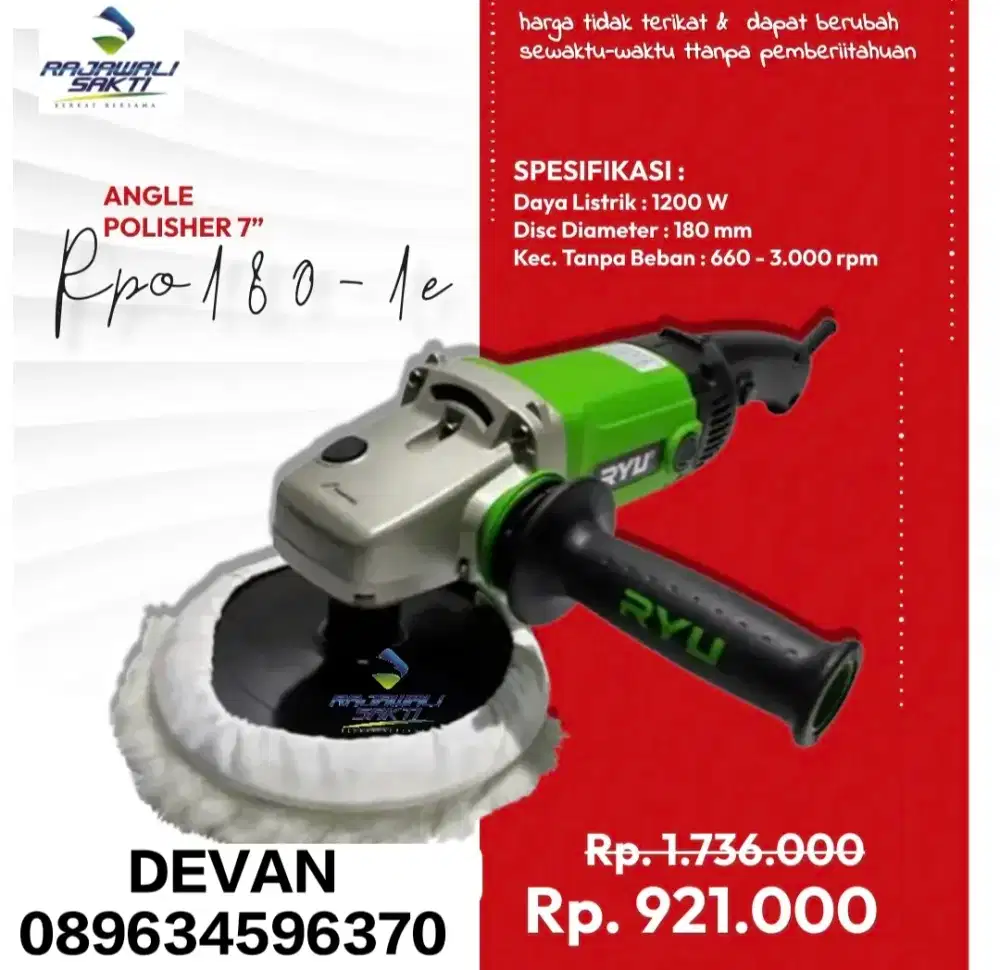 Mesin poles 7 inch mobil RPO180-1E murah bergaransi