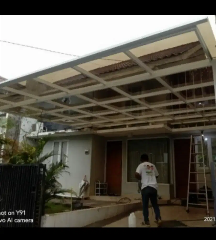 kontruksi baja ringan sni,canopy kaca,canopy upvc, spandek, alderon