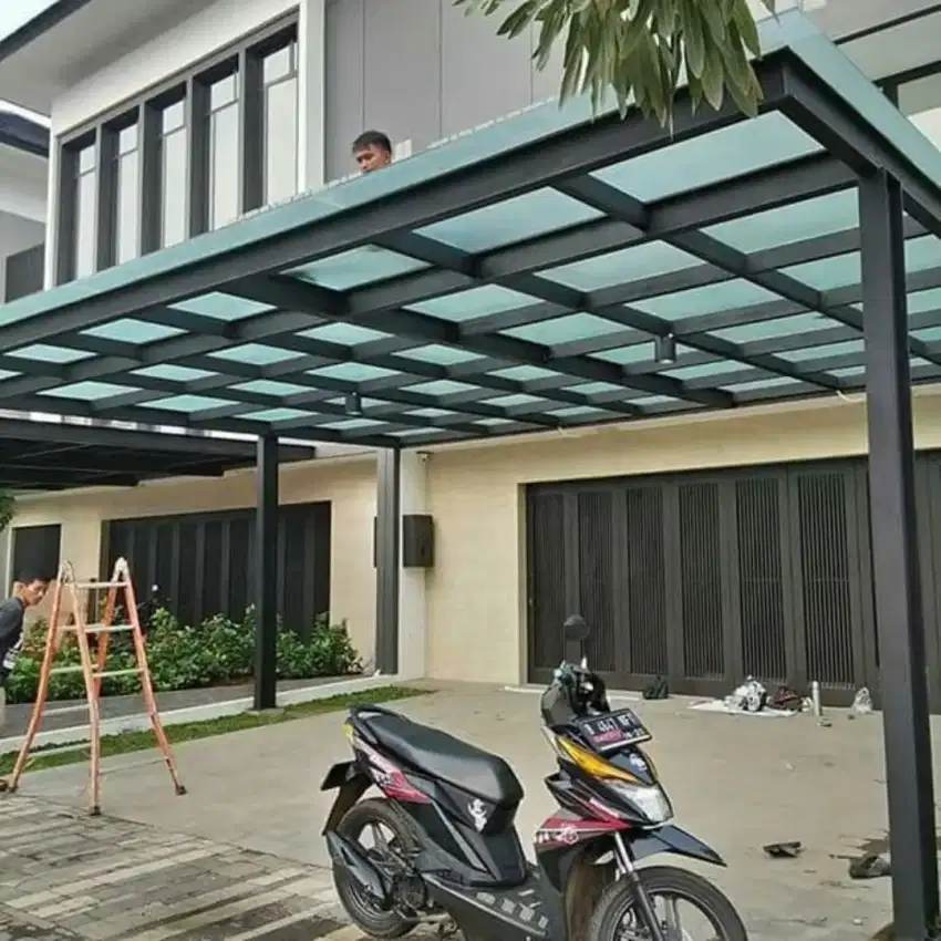 Canopy kaca tempered, alderon, solarflat, solartuff, spandek pasir,dll