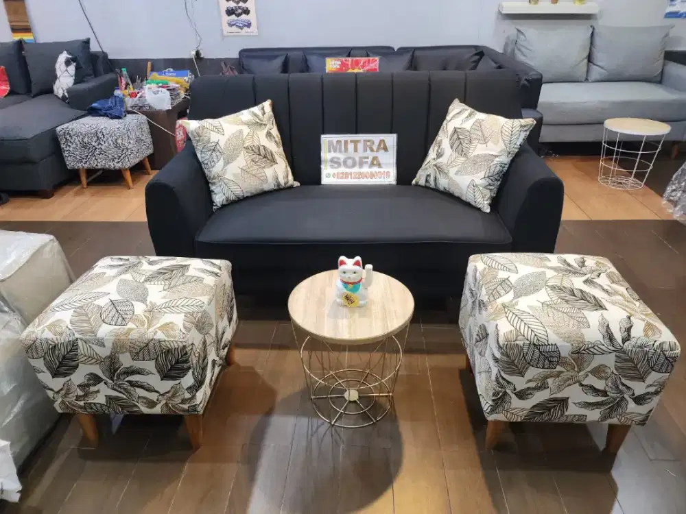 Sofa Single 150cm + 2 Puf + Meja Tamu, Terima Servis & Cash Kredit