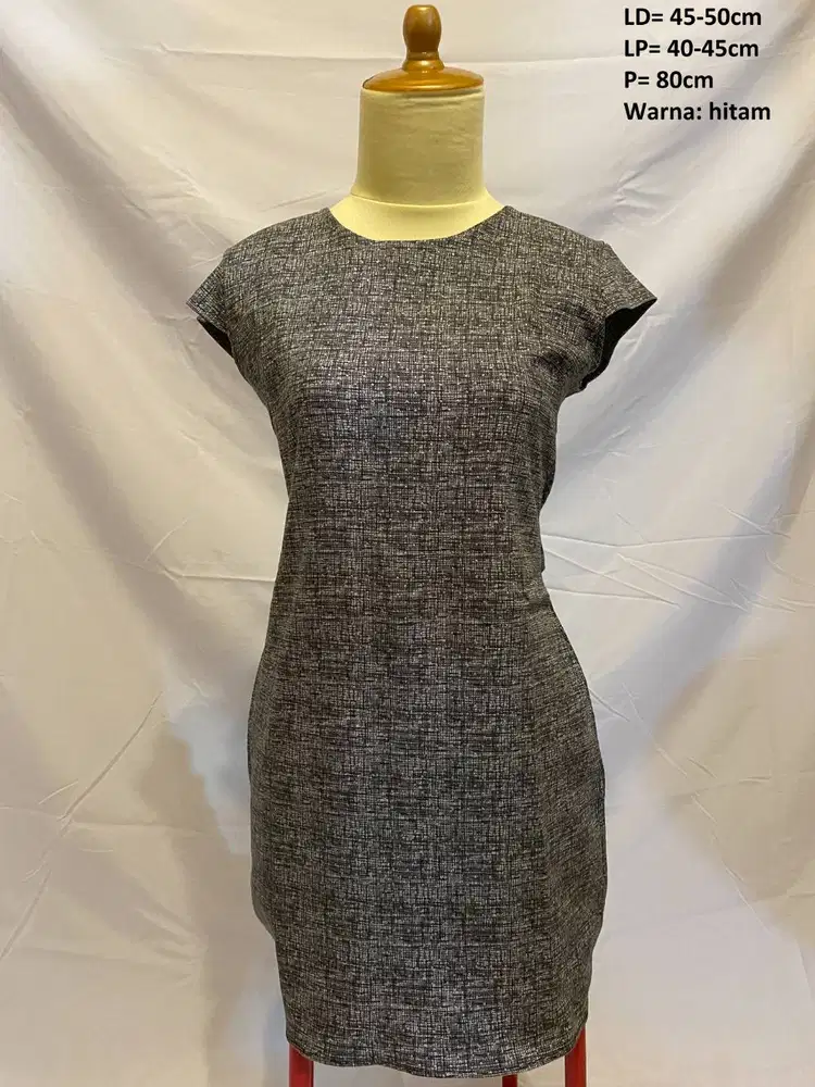 Preloved Dress Midi Span Dress Shanghai Hitam