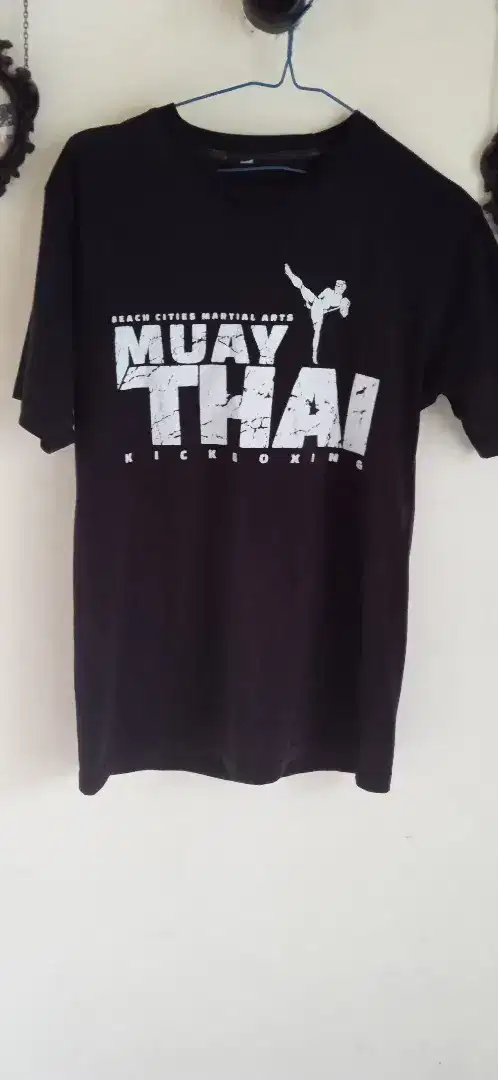 Baju Kaos T-shirt Muay Thai Kick Boxing Black Size M