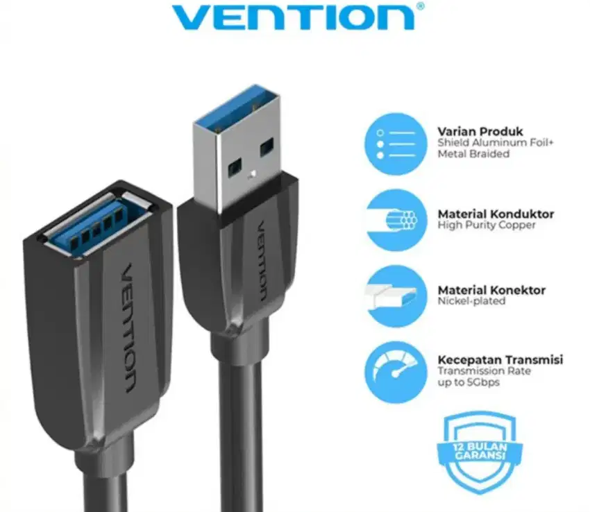 Kabel Data Extension USB 3.0 Vention 2 Meter Speed Data Transfer 5Gbps