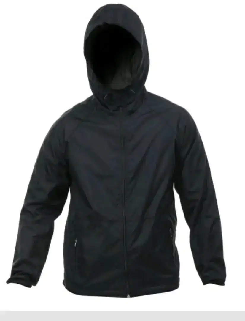 Jaket Parasut tebal Taslan waterproof Hitam & Biru