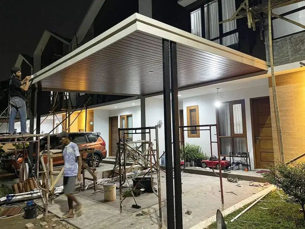 Kanopi plafon pvc alderon solarflat  kaca & reling/railing stenlis dll