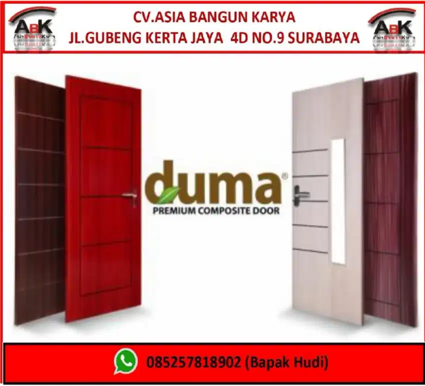 Pintu WPC Duma Serbuk Kayu + jasa pemasangan  ( harga sendiri )