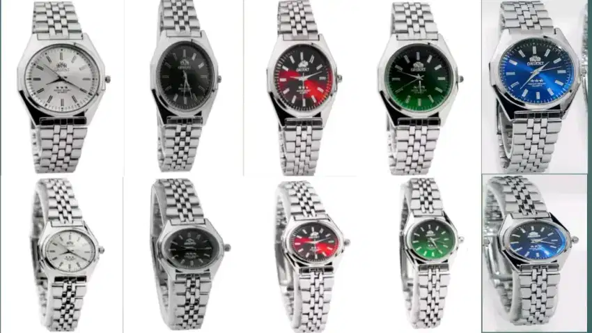 Jam Tangan 0rient Casual Jarum Tali Rantai Stainless Steel Pria Wanita