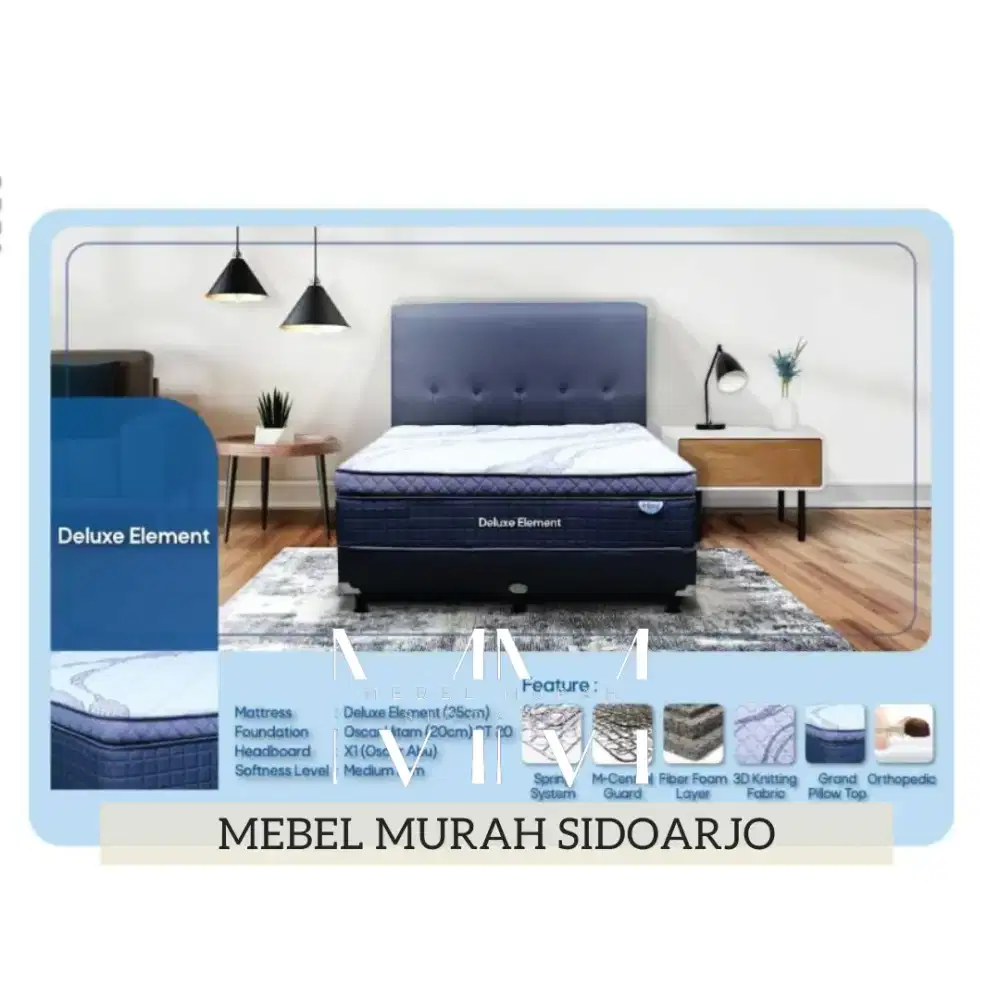 Spring bed Central deluxe 90 x 200 cm pillow top kasur matras element