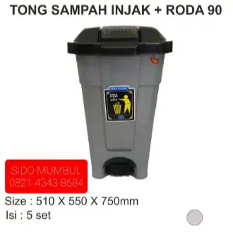 Tong Sampah Pedal Injak Roda Plastik HDPE