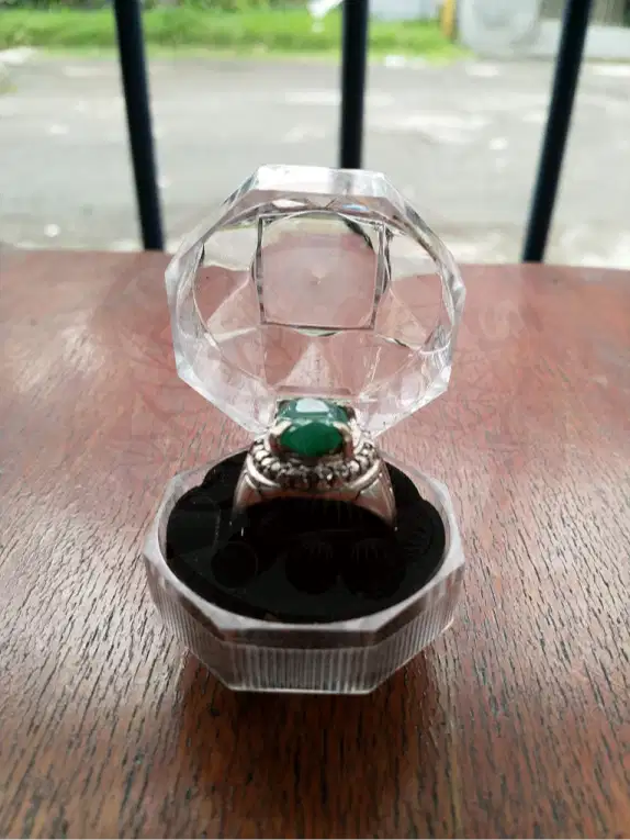 Cincin Batu Permata Alpaka Natural Emerald Beryl 43.90 Ct (With Ring)