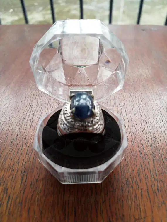 Cincin Batu Permata Alpaka Natural Blue Kyanite 50.00 Ct (With Ring)