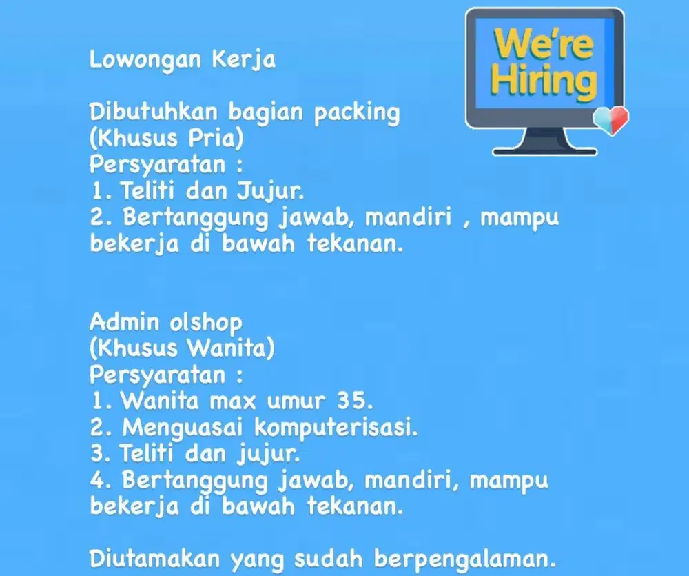 Admin olshop + packing