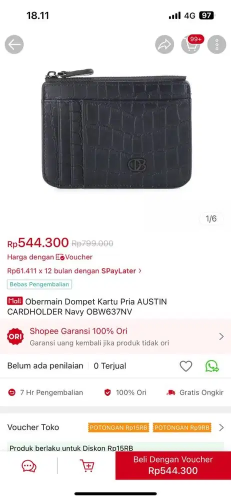 Obermain Dompet Kartu Pria AUSTIN CARDHOLDER Navy OBW637NV