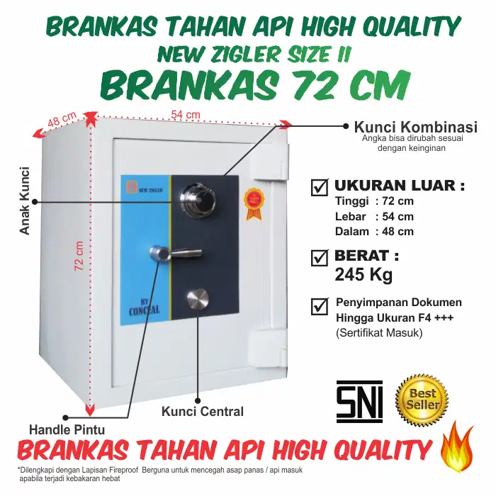 Brankas LEMARI BESI New Zigler 2 sni Tahan Api Bongkar