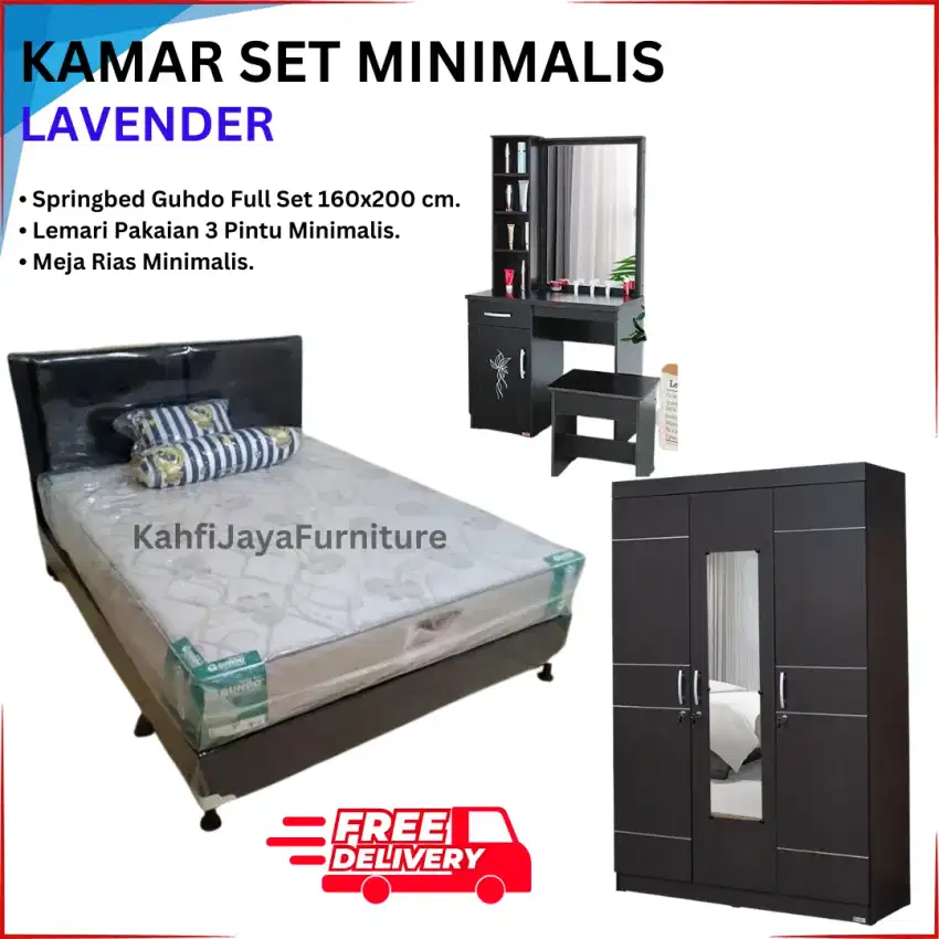 Kamar Set Minimalis Murah Springbed Lemari Pakaian Meja Rias Seserahan