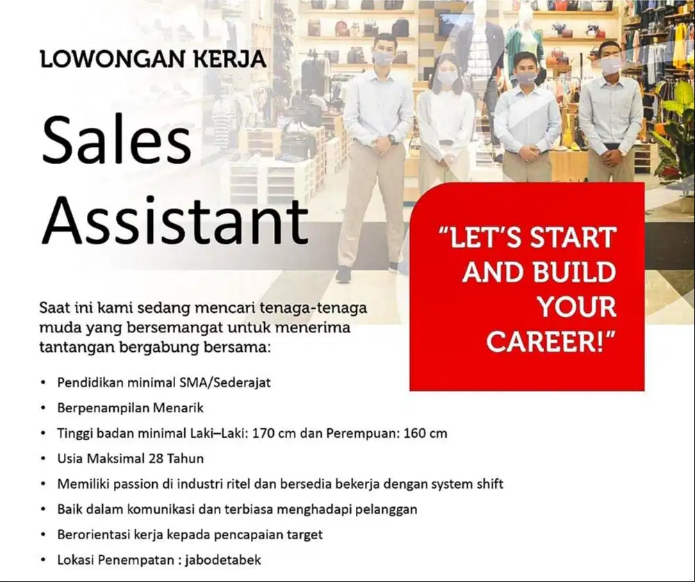 LOWONGAN PEKERJAAN SPG/SPB ( SALES ASSISTANT ) - Lowongan - 917644473