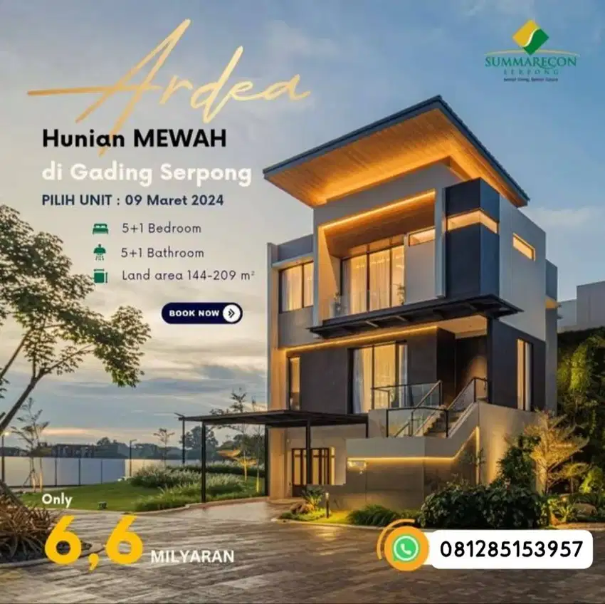 ARDEA heron summarecon serpong tipe terbesar 11x19 9m HIGH CLASS LIVIN