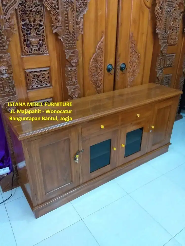 Almari Meja Bifet Bufet Biffet Buffet Rak TV Televisi Kayu Jati (dpk)