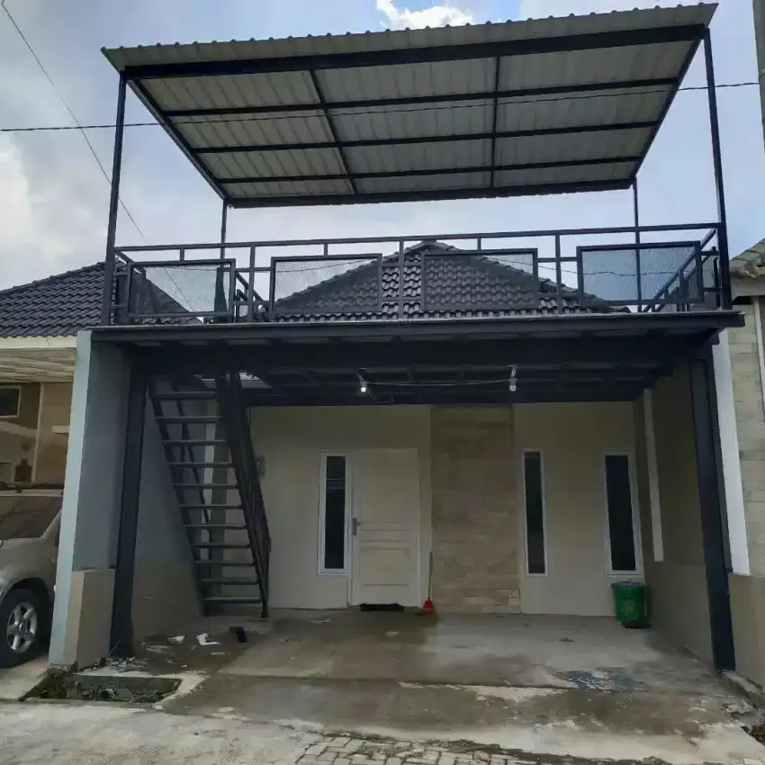 Kanopi balkon mezzanine railing kaca reling stenlis & canopy alderon