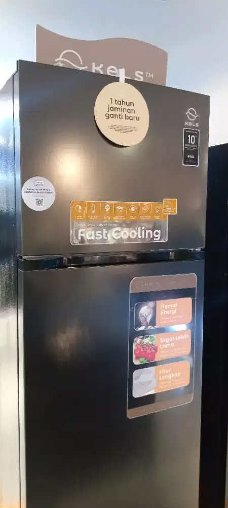 Kels 465 Ltr Kulkas 2 Pintu Inverter M490w Sdg - Abu-abu Tua