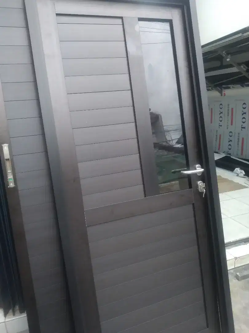 Pintu aluminium dobel spandrel uk 210cm x 80cm HARGA TERPASANG COD