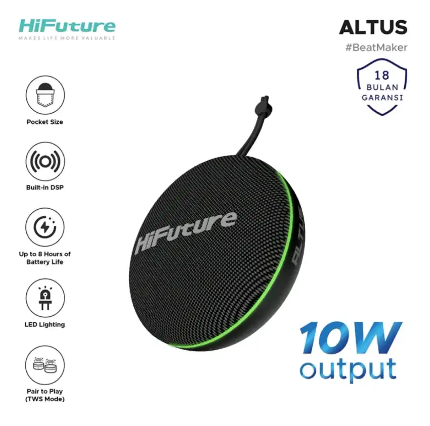 Speaker Bluetooth 5.3 HiFuture ALTUS RMS 10W BASS NENDANG Alt JBL CLIP