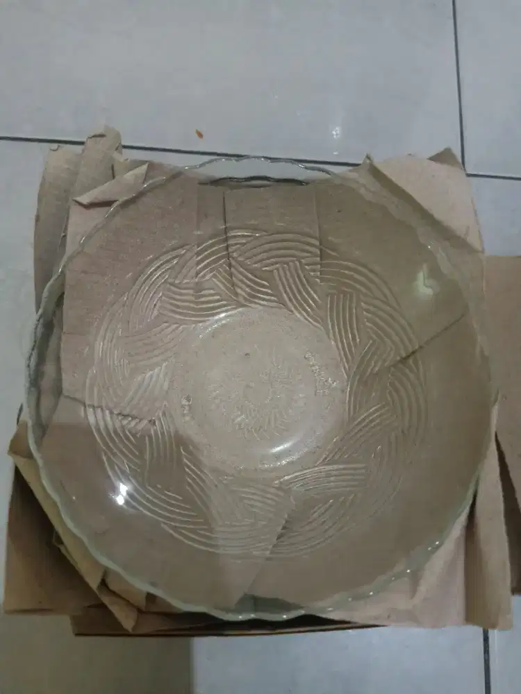 Mangkok kaca bening Motif