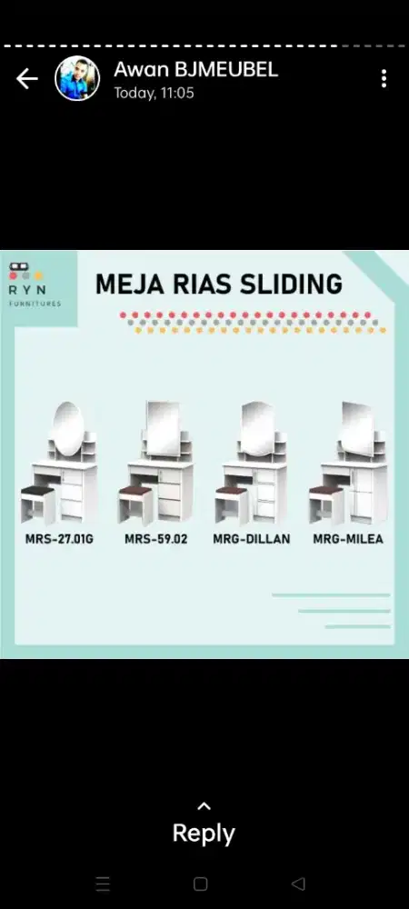 Meja rias bisa pilih model cerminnya