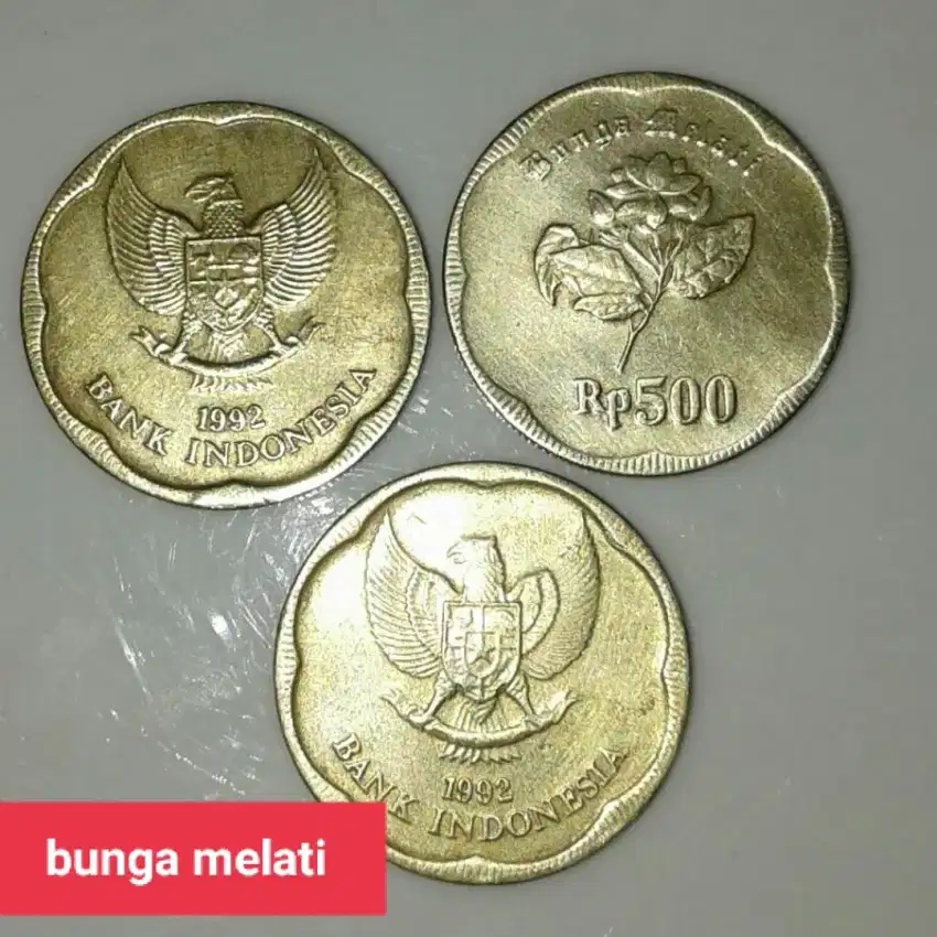 Uang logam lima ratus gambar bunga melati