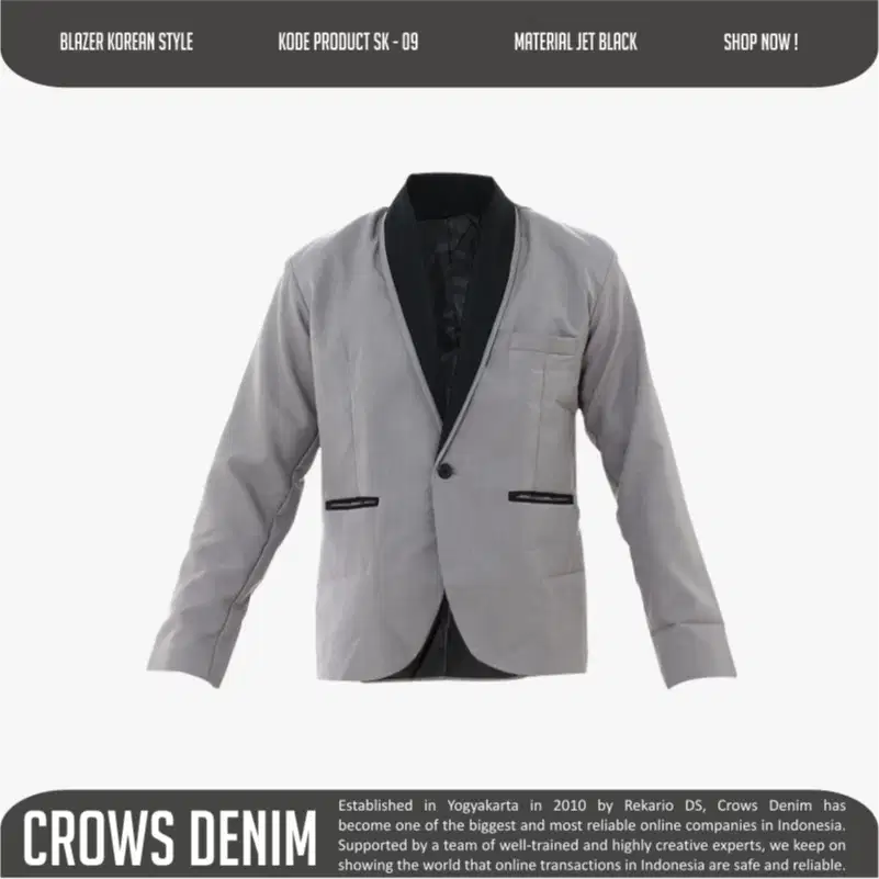 JAS BLAZER COWOK ABU SLIM FIT SHAWL