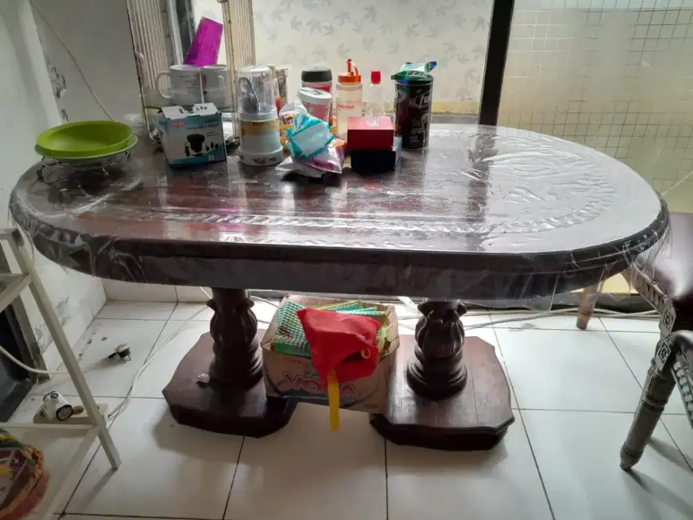 Meja makan jati kursi 4