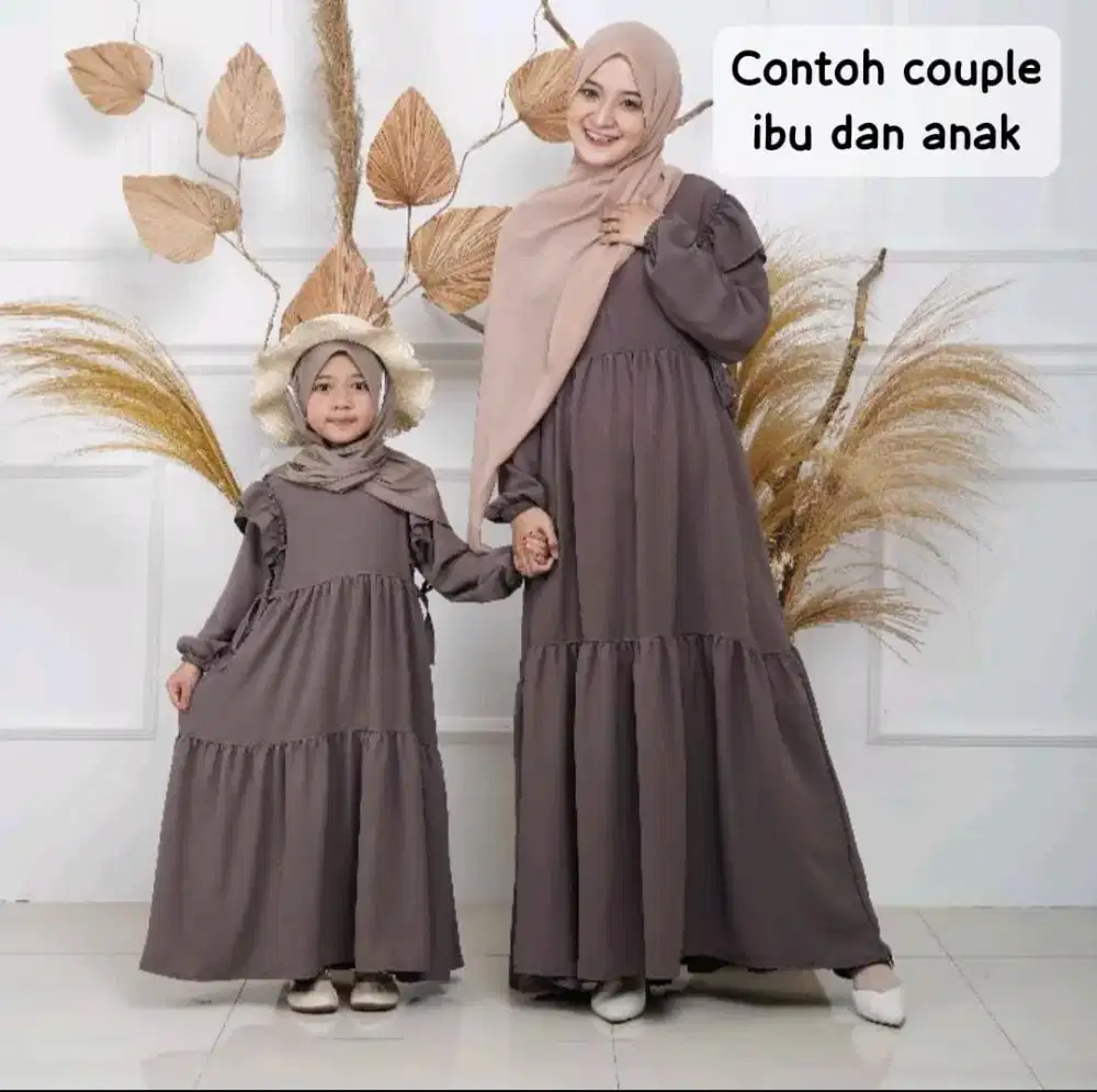 Dress gamis lebaran couple ibu dan anak