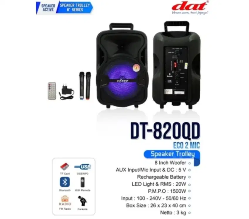 Speaker Portable DAT 8 inch DT-820QD