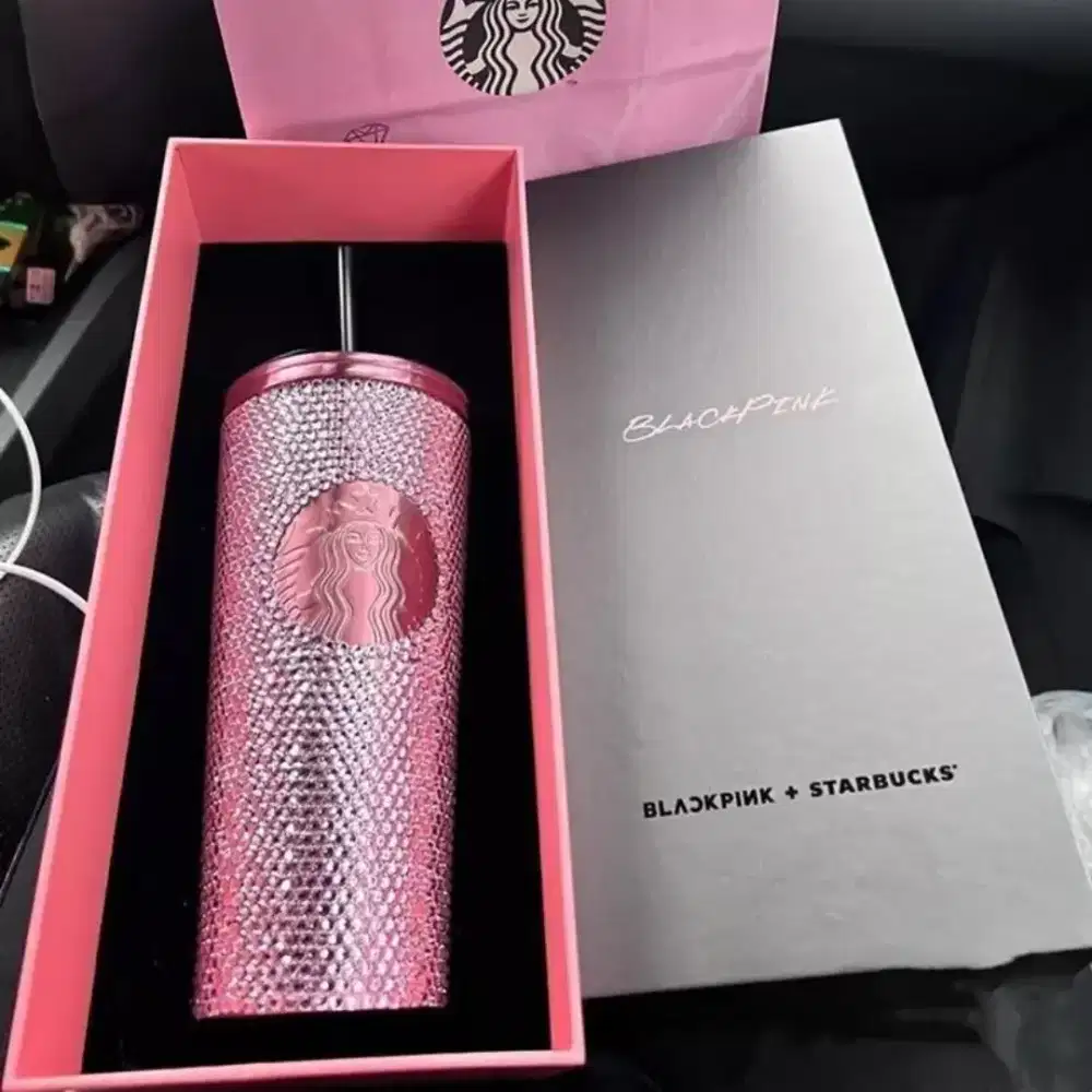 starbucks tumbler blackpink rose, with dvd box