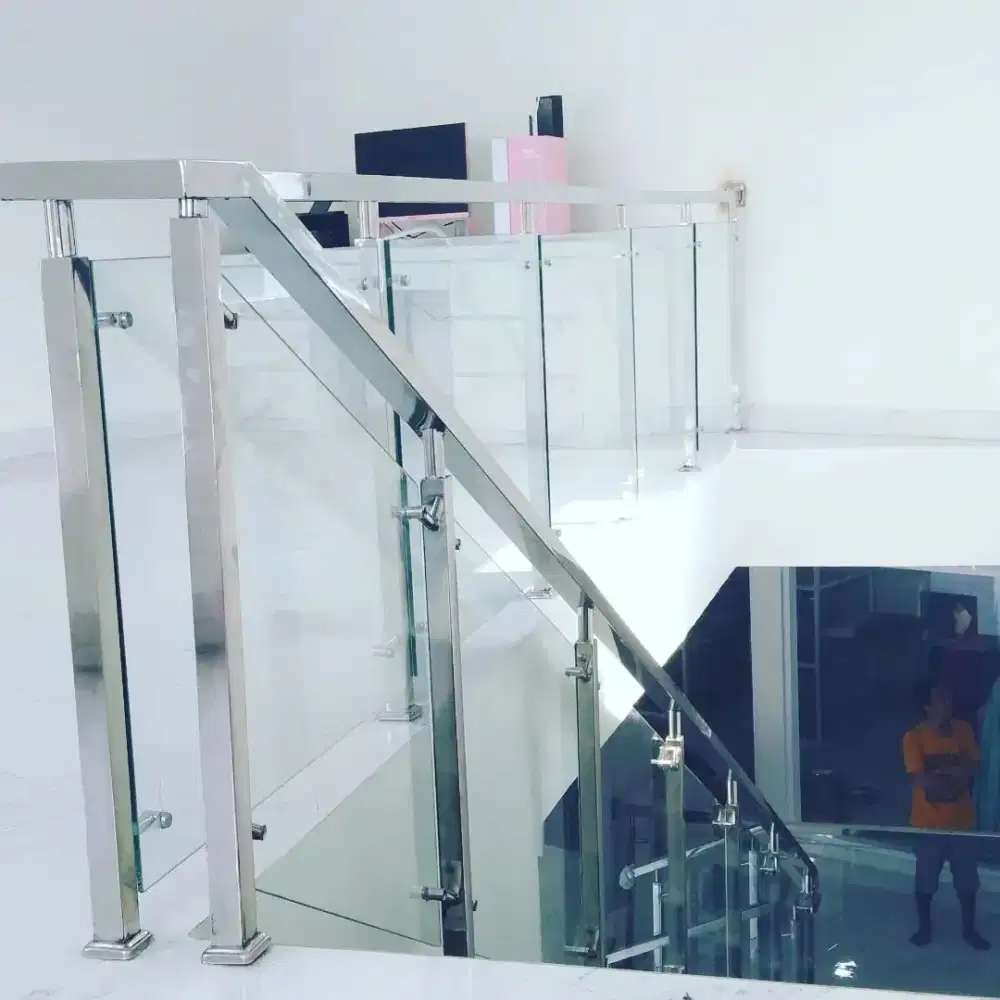 Railing kaca reling balkon stenlis & kanopi solarflat spandek alderon