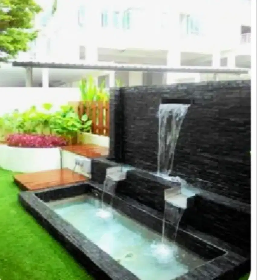 Kolam ikan minimalis dan taman